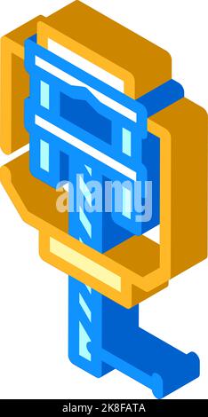 Isometric vise. Work tool. Vector illustration. Outline object isolated ...