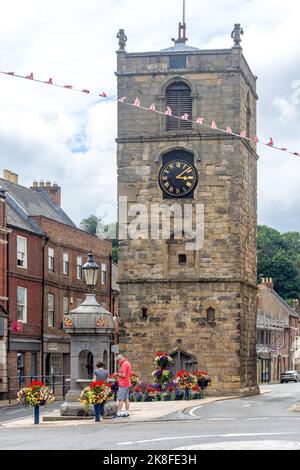 17th century Morpeth Clock Tower, Market Place, Morpeth, Northumberland, England, United Kingdom Stock Photo