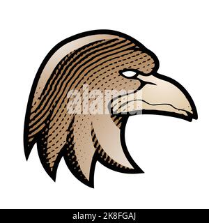 Illustration of Scratchboard Engraved Eagle with Colorful Fill isolated on a White Background Stock Vector