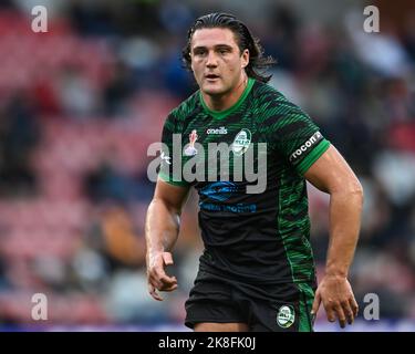 Liam Byrne of Ireland during the Rugby League World Cup 2021 match Ireland vs Lebanon at Leigh Sports Village, Leigh, United Kingdom, 23rd October 2022  (Photo by Craig Thomas/News Images) Stock Photo