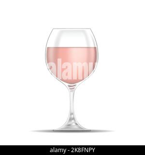 Illustration of Rose Wine Glass isolated on a White Background Stock Vector