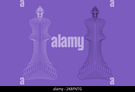 Vector chess pieces with the king chess piece icon. Stock Vector