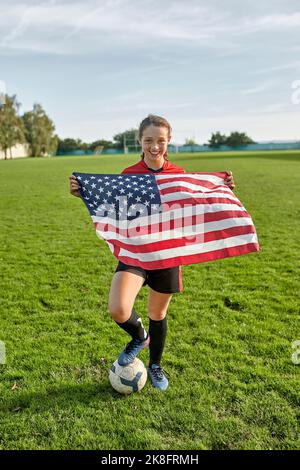 Happy People Holding American Flag Against White Background Stock Photo ...