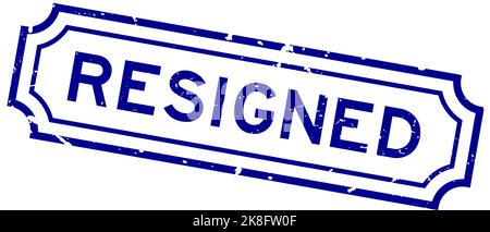 Grunge blue resigned word rubber seal stamp on white background Stock Vector