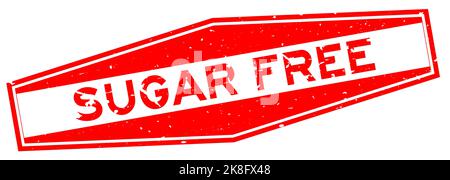 Grunge red sugar free word hexagon rubber seal stamp on white background Stock Vector