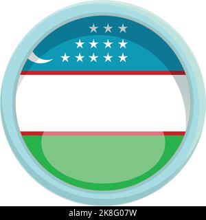 Uzbekistan circle emblem icon cartoon vector. People map. Islam day Stock Vector