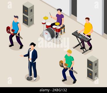 Musical band vector isometric illustration Stock Vector