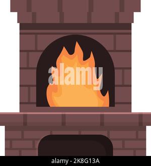 Burning furnace icon cartoon vector. Fire stove. Wood fireplace Stock Vector