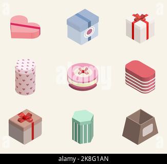 Present's boxes vector isometric illustrations Stock Vector