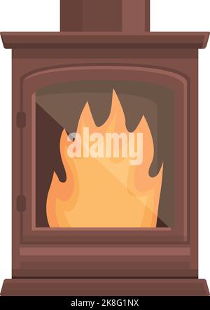 Kitchen furnace icon cartoon vector. Fire restaurant. Fireplace cafe Stock Vector