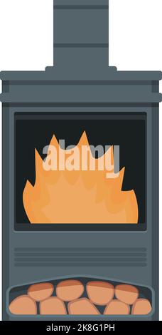 Home furnace icon cartoon vector. Burning fire. Pizza cafe Stock Vector