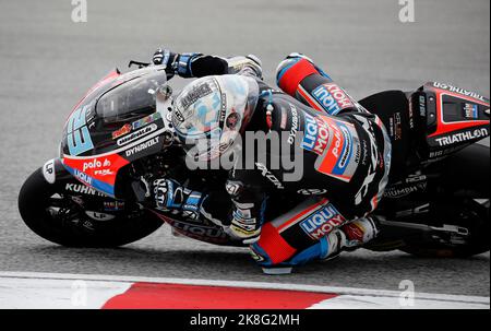 Kuala Lumpur, Malaysia. 23rd Oct, 2022. German rider Marcel Schrotter of Liqui Moly Intact GP steers his bike during the Moto 2 race of the Petronas Grand Prix of Malaysia at Sepang International Circuit in Sepang. Credit: SOPA Images Limited/Alamy Live News Stock Photo