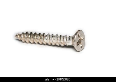 Old rusted screws on a white background Stock Photo