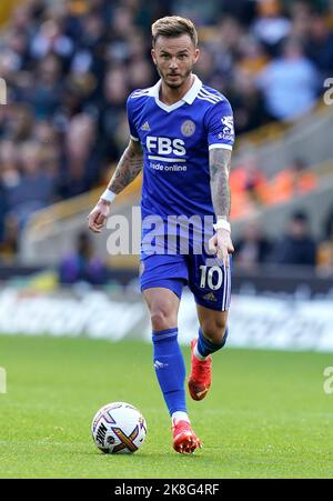 Wolverhampton, UK. 23rd Oct, 2022. James Maddison of Leicester City during the Premier League match at Molineux, Wolverhampton. Picture credit should read: Andrew Yates/Sportimage Credit: Sportimage/Alamy Live News Stock Photo