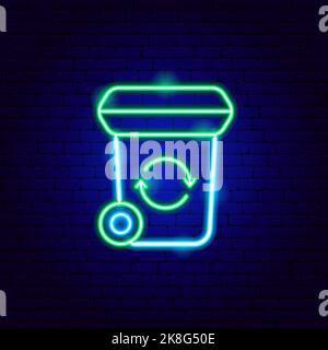 Rubbish Recycling Neon Sign Stock Vector