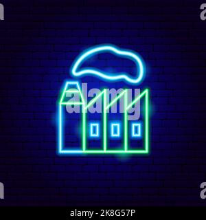 Industrial Recycling Factory Neon Sign Stock Vector