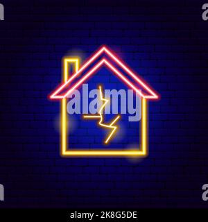 Earthquake Neon Sign Stock Vector