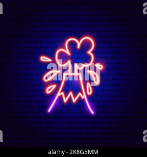 Volcano Eruption Neon Sign Stock Vector