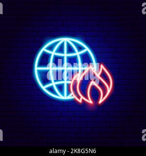 Planet Fire Neon Sign Stock Vector