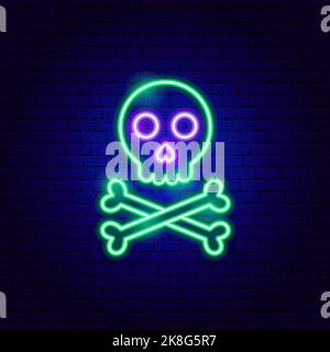Toxic Skull Neon Sign Stock Vector