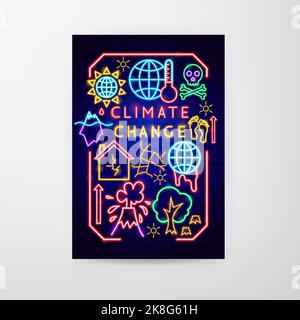 Climate Change Neon Flyer Stock Vector