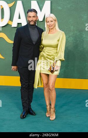 Denise Van Outen and Jimmy Barba photographed during the European Premiere of AMSTERDAM held at Odeon Luxe Leicester Square , London on Wednesday 21 September 2022 . Picture by Julie Edwards. Stock Photo