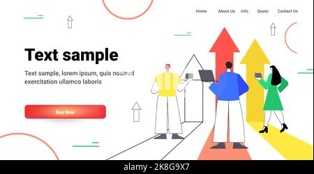 successful businesspeople looking on going up arrows growth success achievement leadership teamwork concept Stock Vector