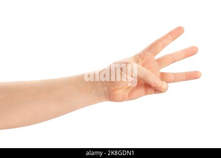 three fingers gesture path isolated on white Stock Photo
