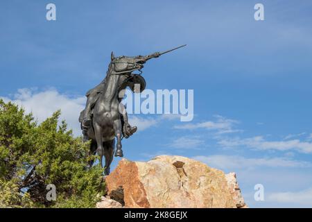 CODY, WYOMING - September 19, 2022:  'The Scout' sculpture of Col. William F. Cody by Gertrude Vanderbilt Whitney, 1924 at The Buffalo Bill Museum Stock Photo