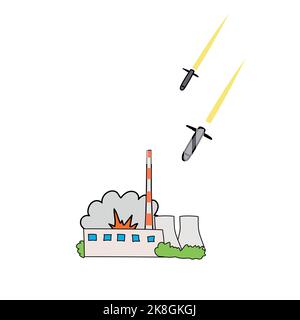 the rockets fly into the energy infrastructure Stock Vector