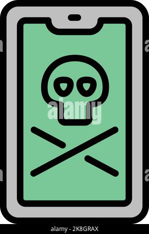 Smartphone cyber attack icon outline vector. Data internet. Computer fraud Stock Vector