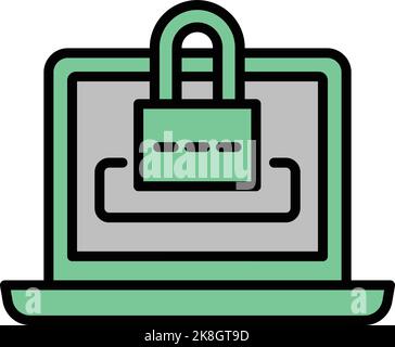 Lock laptop icon outline vector. Fraud dos. Security computer Stock Vector