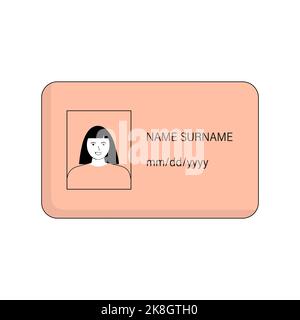 Icon of an identity document with the image of a girl Stock Vector