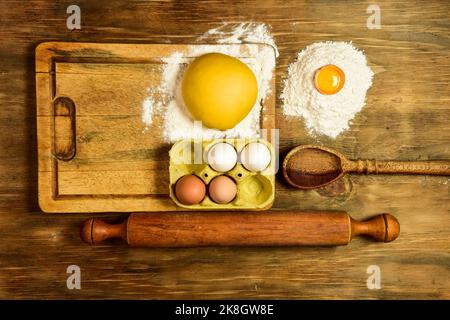 Ingredients on the table for making dough Stock Photo