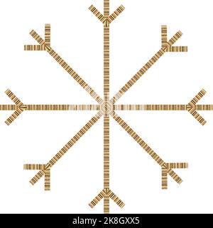 Abstract snowflakes by multicolored straight patterned lines in trendy shades. Icon. Isolate. Suitable for banner, icon, postcard, poster, label, greeting card, background, brochure, price tag. EPS Stock Vector