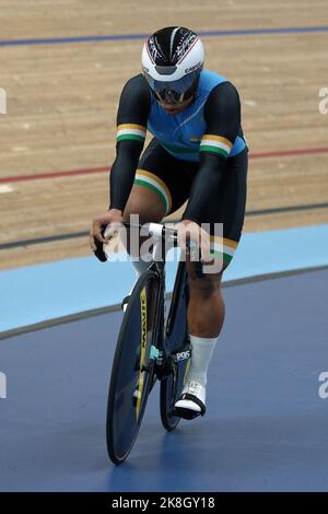 David Beckham ELKATOHCHOONGO of India in the Men's sprint cycling at the 2022 Commonwealth games in the Velodrome, Queen Elizabeth Olympic Park, London. Stock Photo