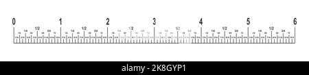 6 inches ruler scale with fractions. Math or geometric tool for ...