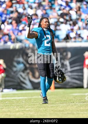 Jacksonville, FL, USA. 23rd Oct, 2022. Jacksonville Jaguars safety Rayshawn Jenkins (2) during a game against the New York Giants in Jacksonville, FL. Romeo T Guzman/CSM/Alamy Live News Stock Photo