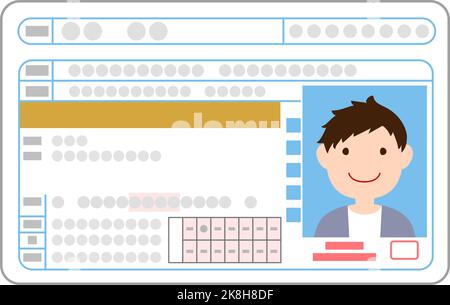 Illustration of a good driver man on the surface of a driver's license Stock Vector