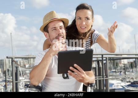 modern technology devices and tourism concept Stock Photo
