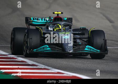 Austin, United States. 23rd Oct, 2022. British Formula One driver Lewis Hamilton of Mercedes-AMG Petronas races in the Formula One Grand Prix of the US at the Circuit of The Americas in Austin, Texas, on Sunday, October 23, 2022. Photo by Greg Nash/UPI Credit: UPI/Alamy Live News Stock Photo
