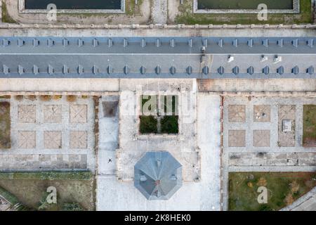 Benedictine Abbey of the Holy Cross of the Valley of the Fallen located in the Sierra de Guadarrama, near Madrid, Spain. Stock Photo