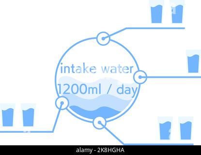 Image illustration of the standard of daily fluid intake Stock Vector