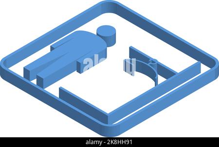 Blue isometric icon illustration of men's changing room Stock Vector