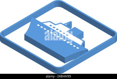 Blue isometric icon illustration of a luxury cruise ship Stock Vector