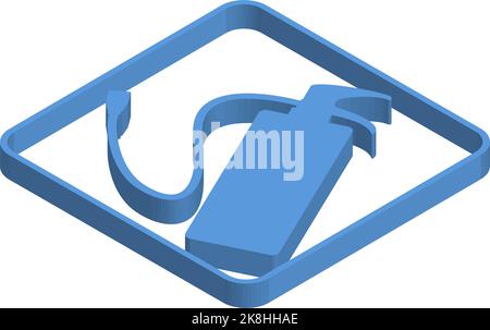 Fire extinguisher blue isometric icon illustration Stock Vector