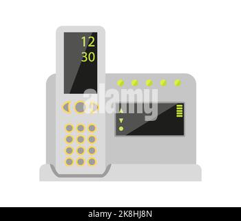 Home phone intercom security display white flat. Security inside outside building phone call surveillance camera screen projection gadget conversation smart video home office call keypad isolated Stock Vector