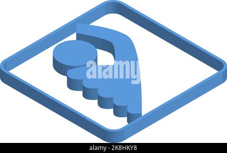 Blue isometric illustration of a person swimming Stock Vector