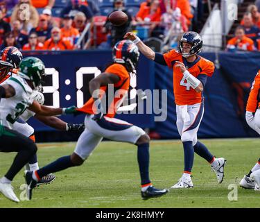 Denver Broncos quarterback Brett Rypien (4) looks to throw against the  Atlanta Falcons during the second half of the Pro Football Hall of Fame NFL  preseason game, Thursday, Aug. 1, 2019, in