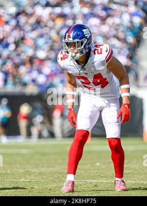 Jacksonville, FL, USA. 23rd Oct, 2022. New York Giants safety Dane Belton (24) during a game against the Jacksonville Jaguars in Jacksonville, FL. Romeo T Guzman/CSM/Alamy Live News Stock Photo